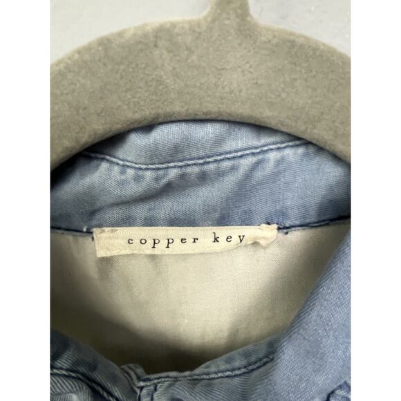 Copper Key Jumpsuit Womens Size Small Blue Ombre Chambray Long Sleeve Romper - Picture 6 of 7